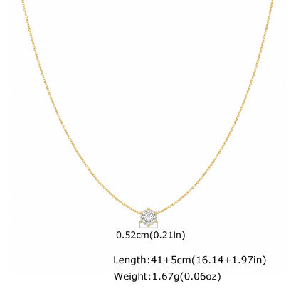 Minimalist Solitaire Zircon Choker Necklace, Crystal Pendant, 18K Gold Plated Stainless Steel Clavicle Chain Jewelry