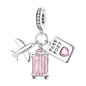 Charms Bead 925 Sterling Silver Pink Butterfly Luminous Firefly Dangle