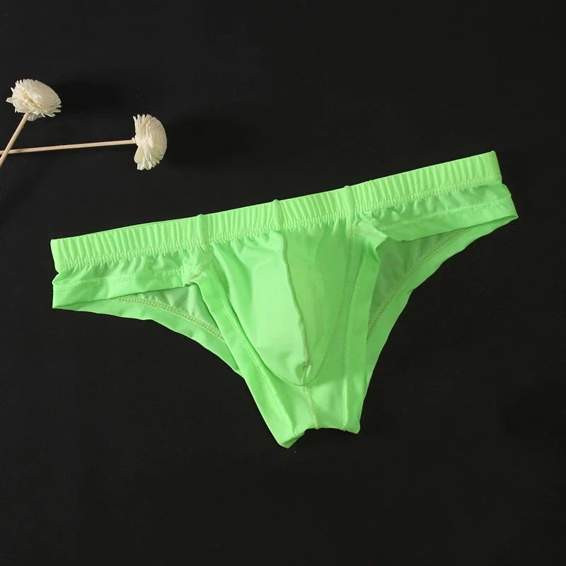 Sexy Men's Transparent Ice Silk Solid Color Panties Low-Waisted Breathable Underwear Pump Man Underpants Men Bulge Pouch Briefs