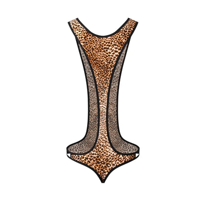 Leopard Men's Bodysuits Building Shapers Tights Men Singlet Underwear Bikini Sexy Men T-Back Jumpsuit Stretch Thongs Jockstrap