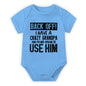 Cute Cotton Baby Bodysuit with "Back Off! I Have A Crazy Grandpa" Print Short Sleeve Baby Girl Boy Jumpsuit Kids Cotton Clothes