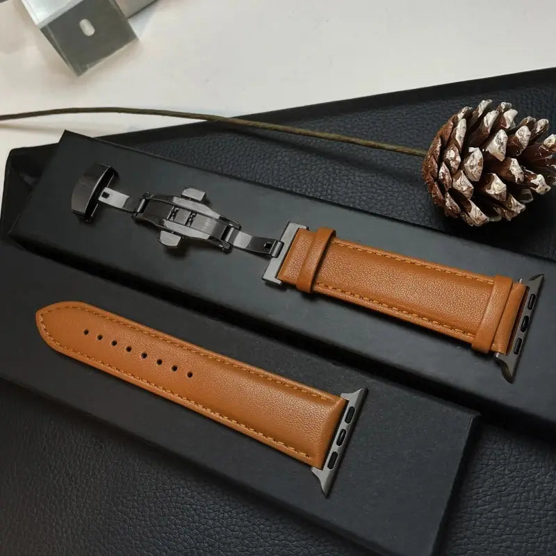 Apple Watch Leather Band with Metal Folding Clasp