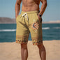 3D ethnic print men's casual shorts Tropical summer retro style fashion shorts, quick-drying and comfortable close-fitting