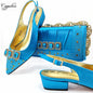 Peach Women Shoes And Bag Set Luxury  Ladies Sandals Match With Handbag Clutch Medium Heels Pumps Sandales Femmes MM1159