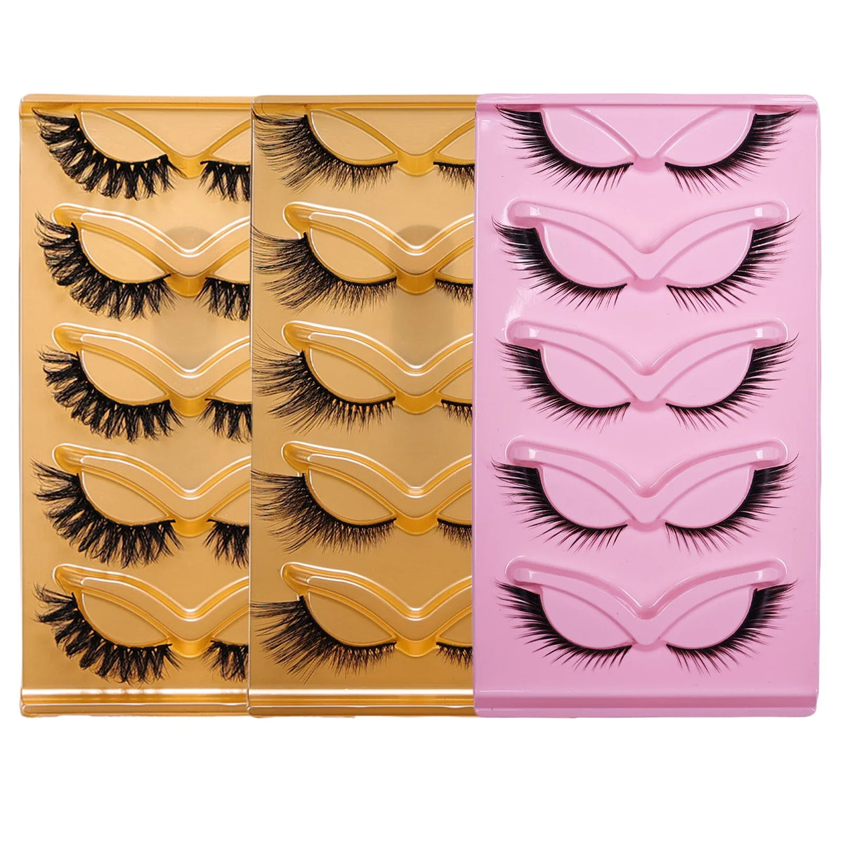 5 Pairs Cat Eye False Eyelashes Eye End Lengthening Long Curling Thick Fluffy All-match Comfortable Fake False Eyelashes