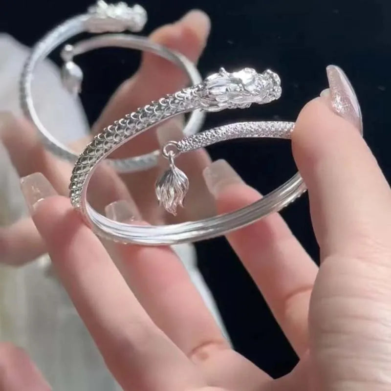 925 Sterling Silver Dragon Bangle Bracelet or Ring