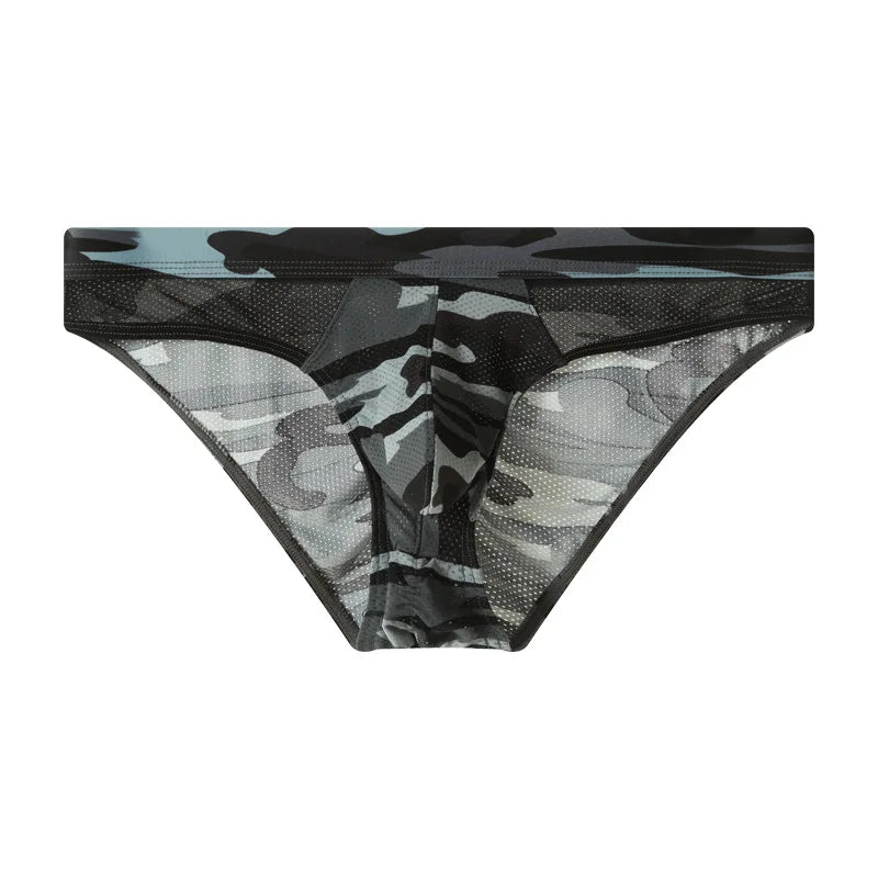 Cross-border men's classic camouflage mesh briefs U convex bag elastic breathable fitness underwear G-F3403