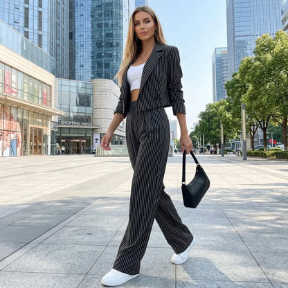 Women’s 2-Pc Blazer & Wide Leg Pants Suit