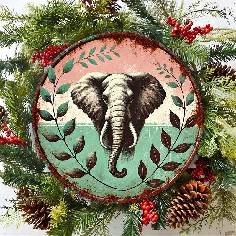 Vibrant 8x8" Metal Elephant Sign - Decorative Aluminum Wall Art for Home, Entryway & Party Gifts