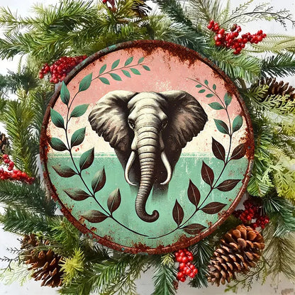 Vibrant 8x8" Metal Elephant Sign - Decorative Aluminum Wall Art for Home, Entryway & Party Gifts