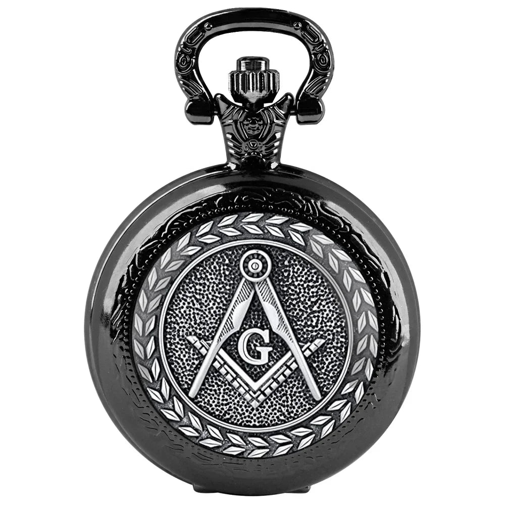 Free and Accepted Masons Glass Dome Pocket Watch with Chain Fashion Necklace Pendant Chain Jewelry Gifts Men Women Clock