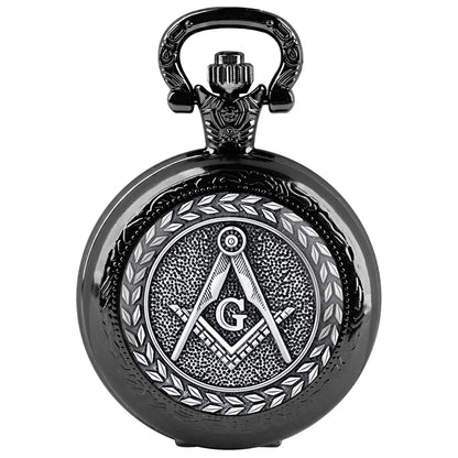 Free and Accepted Masons Glass Dome Pocket Watch with Chain Fashion Necklace Pendant Chain Jewelry Gifts Men Women Clock