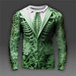 2024 new men's long-sleeved t-shirt 3d printing fake suit printing men's autumn tops casual round neck t-shirt fake two pieces