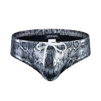 Push Up Padded Swimwear Men Swimsuit Shorts Mens Bikini Briefs Summer Trunk Swim Suit Sunga Slip Beach Shorts Snakeskin Print