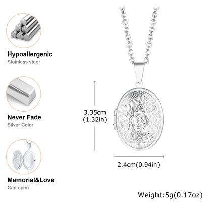 Vnox Light Heart Locket Pendants for Women Men Openable Photo Frame Glossy Stainless Steel Necklaces Family Love Collar
