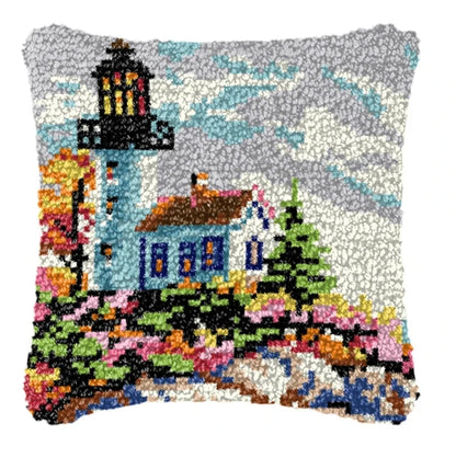 Latch Hook Rug Kit Pastel Embroidery Home decorations Pillow Case Set with Ergonomic Hook Tools