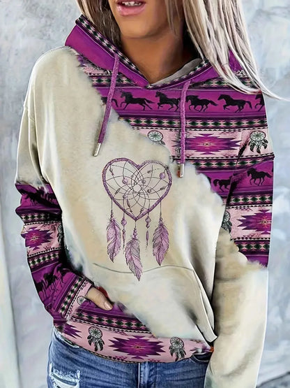 Women's Ethnic Style Retro Print Hoodie