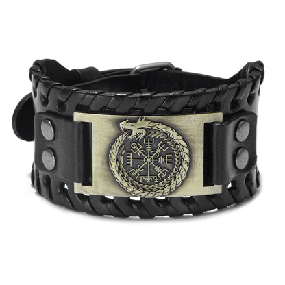 Trendy Viking Bracelet Nordic Rune Compass God Bird Charm Men's Bracelet New Fashion Leather Woven Jewelry Accessorie Party Gift