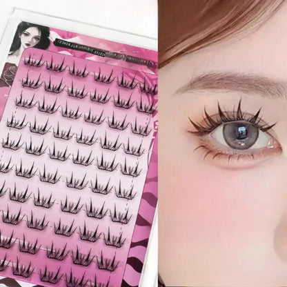 Self Adhesive Cluster Lash Extensions No Glue Needed Fluffy Manga Individual Lashes Reusable False Eyelashes For Daily Makeup