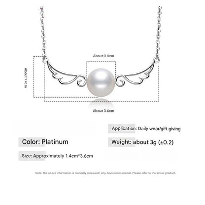 925 Sterling Silver Light Luxury Premium Wings Pearl Necklace Anniversary Birthday Party Wedding Gift