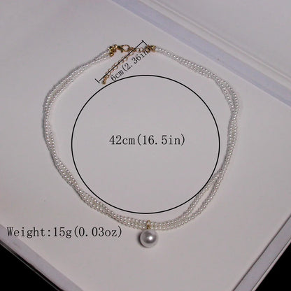 New Women's Fashion Pearl Necklace French Vintage Pearl Necklace Double Lock Bone Chain Collar Jewelry Accessories