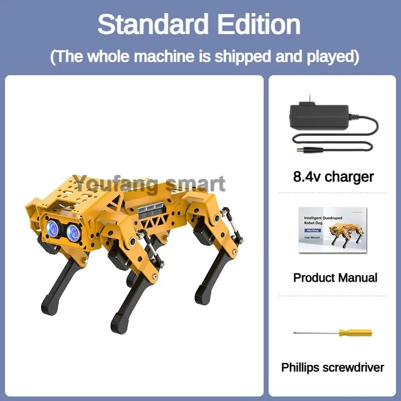 AI Robot Dog, ESP32 Quadruped Visual Bionic Metal Robot for Arduino, Python Graphical Programmable DIY Kit