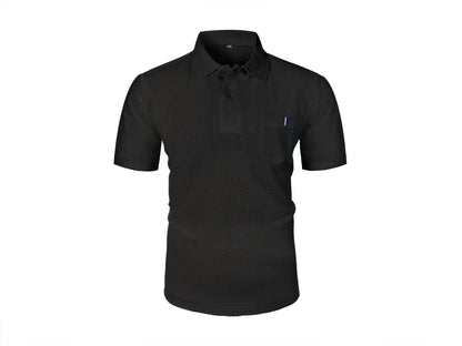 Cool Breeze Men’s Summer Ice Silk Lapel Pocket Polo Shirt