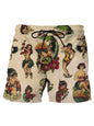 Summer New Men's Shorts Swimming Pants Drawstring Retro Fashion Print Holiday Beach Holiday Hawaiian Micro Elastic Shorts