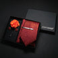 Wine red Men Tie Paisley Silk Tie Pocket Square Cufflink Luxury Gift Box Set Wedding Gravat Accessories Neck Tie For Men