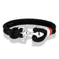 MKENDN Creative Contrast Double Strand Anchor Bracelets Men Women Nautical Survival Rope Bracelets Stainless Steel Anchor Buckle