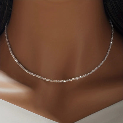 LUXUKISSKIDS Shiny Solid Chains Elegant Necklaces for Woman Sparkling Clavicle Chain Choker Simple Wedding Jewelry Collar Gifts