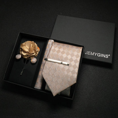 Wine red Men Tie Paisley Silk Tie Pocket Square Cufflink Luxury Gift Box Set Wedding Gravat Accessories Neck Tie For Men