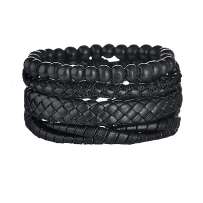MeMolissa New Fashion Braided Wrap Leather Bracelets for Men High Quality Vintage Charm Wood Beads Ethnic Tribal Wristbands