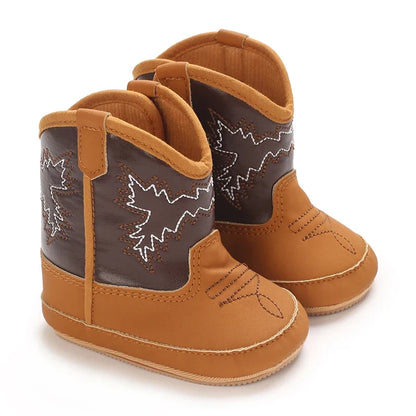 Western Denim Baby Winter Boots, Fashion Warm Casual First Walkers Shoes for Boys Girls 0-18 Months ﻿