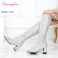Gold Glitter 7cm Chunky Heels 1960s 70s Retro Gogo Boots Costumes Cosplay Knee High Go-Go Boots Womens Shoes Plus Size EU46