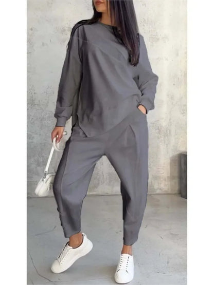 Autumn Winter Solid Color Casual Loose Irregular Long Sleeve Hoodie