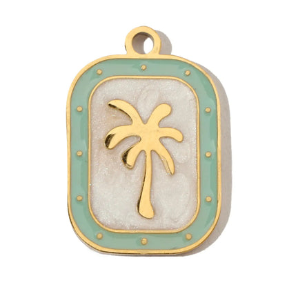 3pcs/Lot Stainless Steel Enamel Plam Flip Flop Shell Diy Charm Women Watermelon Strawberry Necklace Pendant Summer Ocean Jewelry