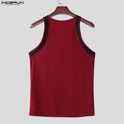 Men’s Patchwork Knit Tank Top Streetwear