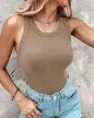 Summer Ribbed Tank Top with Bra Pads