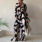 Spring Autumn Fashion Sets Women Long Sleeve Lapel Printed Casual Elegant Beach Loose Wide Legs Trousers Ladies Two Piece Suits