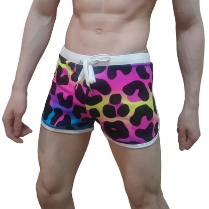 JOCKMAIL Print Men's Swimwear Trunks Sexy Beach Surfing Swim Suit Shorts Men Swimsuit Swimming Pants  Nylon Ice Silk Home Shorts