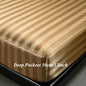 Luxury Satin Striped with Elastic Band Fitted Sheet Silky Soft Deep Pocket Bed Cover Standard Size Twin Full Queen King Bedding