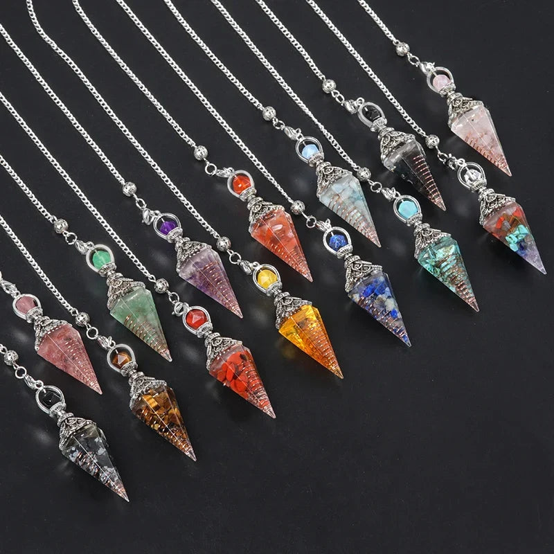Natural Stone Spirit Pendulum Pendant Latticed Chain