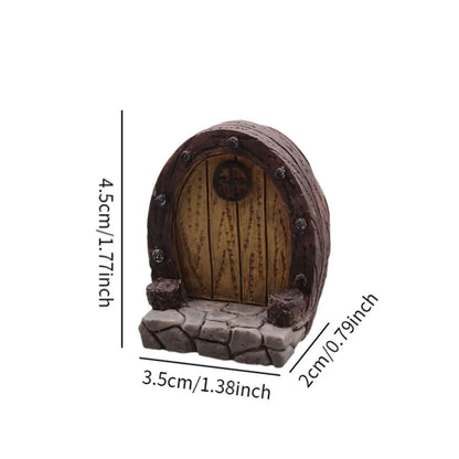 Miniature Garden Door Micro Landscape Lawn Ornament Garden Art Decorative Resin Mini Door Fairy Door for Living Room Lawn