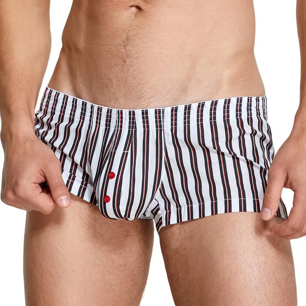 SEOBEAN Striped Boxers Shorts Men Cotton Underwear Boxers Pajama Shorts Loungewear Aro Pants Mens Underpants