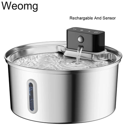3L 5V USB Stainless Steel Wireless Recharging Sensor Auto Cat Water Drinking Fountain For Cats Dog Drinker Pet Dispenser Bowl