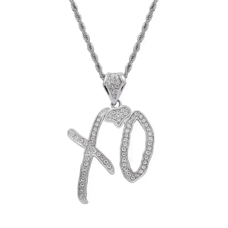 Ice Out Zircon Polite Gesture Middle Finger Necklace Men Women Punk Hip Hop Rap Rock Party Jewelry Gift