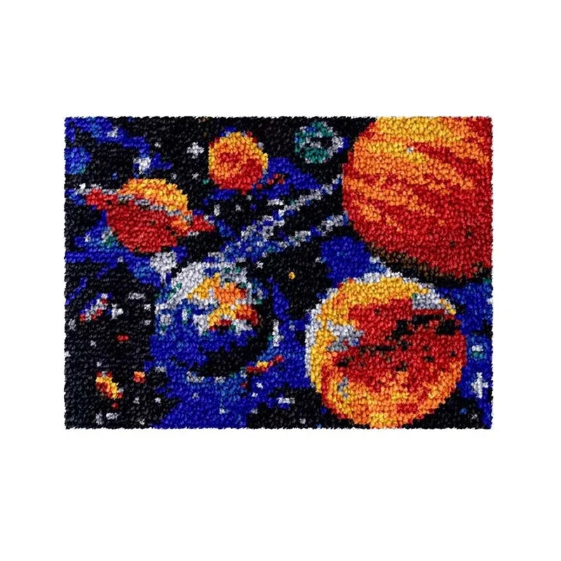 Latch Hook Rug Kit Crochet Carpet DIY Rug Crochet Yarn Kits Fashion Cartoon Pattern Gift Carpet Making Kit for Festival Carpet