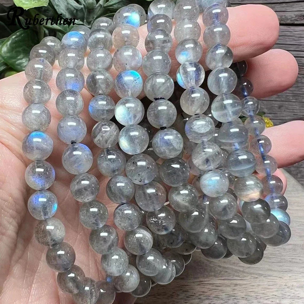 Ruberthen 6 MM Natural AAA Labradorite Bracelet High Quality Womens Strength Protection Healing Jewelry