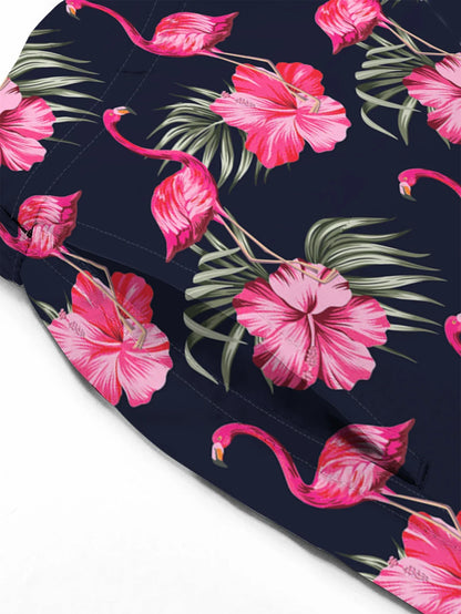 Men's Flamingo 3d Printed Beach Shorts Running Quick Dry Sportswear Casual Pocket Gym Bottoms Black Short Trousers Gift For Male